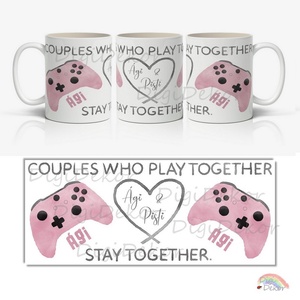 Egyedi, Gamer bögreszett, páros bögre névre szólóan. Különleges nászajándék, Valentin-napi ajándék pároknak. - otthon & életmód - konyhafelszerelés, tálalás - tálalás - bögre & csésze - Meska.hu