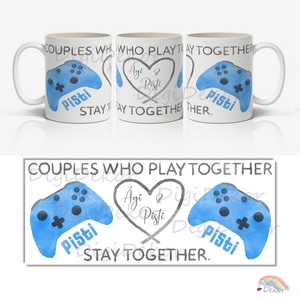 Egyedi, Gamer bögreszett, páros bögre névre szólóan. Különleges nászajándék, Valentin-napi ajándék pároknak. - otthon & életmód - konyhafelszerelés, tálalás - tálalás - bögre & csésze - Meska.hu