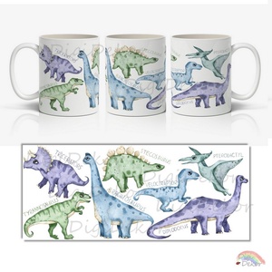 Dinoszauruszos bögre tudományos nevekkel, fiús színekben. Dínós ajándék gyerekeknek.  - otthon & életmód - konyhafelszerelés, tálalás - tálalás - bögre & csésze - Meska.hu