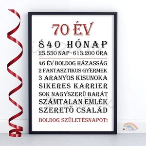 Fekete-piros-fehér születésnapi tábla, szülinapi falikép papának, dédipapának. Személyre szabott ajándék férfiaknak., Otthon & Életmód, Dekoráció, Kép & Falikép, Poszter, Fotó, grafika, rajz, illusztráció, MESKA