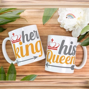 King - Queen feliratos bögreszett, 2 db bögre, páros ajándék, nászajándék, évfordulós meglepetés. , Otthon & Életmód, Konyhafelszerelés, tálalás, Tálalás, Bögre & Csésze, , MESKA