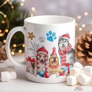 Vicces kutyás bögre karácsonyra. Kutyusok mikulássapkában, vidám jelmezekben. Aranyos karácsonyi bögre kutyásoknak - Meska.hu