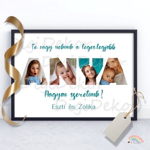Egyedi fali tábla. Fotómontázs, fényképes falikép anyának. Fotós ajándék anyák napjára, karácsonyra. Fényképek betűkben., Otthon & Életmód, Dekoráció, Kép & Falikép, Táblakép, Fotó, grafika, rajz, illusztráció, MESKA