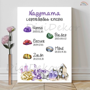 Ásványos, egyedi táblakép Nagymamának. Unokás falikép anyák napjára. , Otthon & Életmód, Dekoráció, Kép & Falikép, Poszter, Fotó, grafika, rajz, illusztráció, MESKA