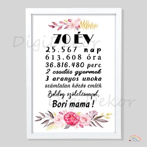 Virágos falikép születésnapra. Egyedi táblakép Nagymamának. Gyerekek, unokák., Otthon & Életmód, Dekoráció, Kép & Falikép, Poszter, Fotó, grafika, rajz, illusztráció, MESKA