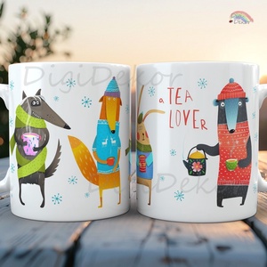 Teázó állatok. Vicces téli bögre., Otthon & Életmód, Konyhafelszerelés, tálalás, Tálalás, Bögre & Csésze, Fotó, grafika, rajz, illusztráció, Kerámia, MESKA