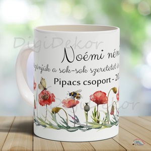 Pipacsos bögre óvó néninek, dadusnak, tanító néninek. Ballagási ajándék bögre., Otthon & Életmód, Konyhafelszerelés, tálalás, Tálalás, Bögre & Csésze, Fotó, grafika, rajz, illusztráció, Kerámia, MESKA