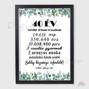 Évfordulós falikép keretezve. Egyedi ajándék házaspároknak. , Otthon & Életmód, Dekoráció, Kép & Falikép, Poszter, Fotó, grafika, rajz, illusztráció, MESKA