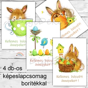 Húsvéti nyuszis képeslapok csomagban. Vidám üdvözlőlapok húsvétra. , Otthon & Életmód, Papír, írószer, Képeslap, üdvözlőlap, Ajándékozás kellékei, Fotó, grafika, rajz, illusztráció, Papírművészet, MESKA