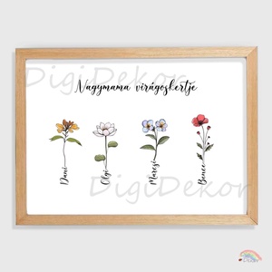 Nagymama virágoskertje. Egyedi falikép a hónap virágaival. Anyák napi ajándék Mamának. - otthon & életmód - dekoráció - kép & falikép - poszter - Meska.hu