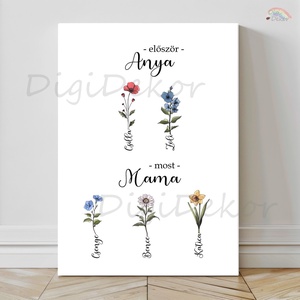 Először Anya, most Mama. Hónapok virágai az unokák neveivel. Anyák napjára. , Otthon & Életmód, Dekoráció, Kép & Falikép, Poszter, Fotó, grafika, rajz, illusztráció, MESKA
