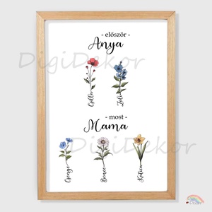 Először Anya, most Mama. Hónapok virágai az unokák neveivel. Anyák napjára.  - otthon & életmód - dekoráció - kép & falikép - poszter - Meska.hu