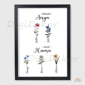 Először Anya, most Mama. Hónapok virágai az unokák neveivel. Anyák napjára.  - otthon & életmód - dekoráció - kép & falikép - poszter - Meska.hu