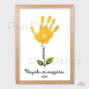 Névre szóló virágszál tenyérlenyomattal. Egyedi ajándék anyák napjára. , Otthon & Életmód, Dekoráció, Kép & Falikép, Poszter, Fotó, grafika, rajz, illusztráció, MESKA