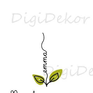 Névre szóló virágszál tenyérlenyomattal. Egyedi ajándék anyák napjára.  - otthon & életmód - dekoráció - kép & falikép - poszter - Meska.hu