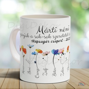 Virágoskertes búcsúajándék dadusnak, óvónőnek, tanítónak. Névre szóló bögre ballagásra. - Meska.hu