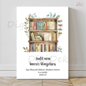 Ballagási falikép könyvekkel, nevekkel, egyedi felirattal.  - Meska.hu