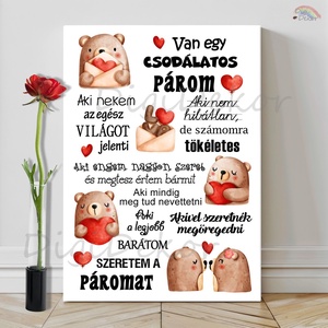 Van egy csodálatos párom. Falikép pároknak, macis rajzokkal., Otthon & Életmód, Dekoráció, Fali és függő dekoráció, Falra akasztható dekor, Fotó, grafika, rajz, illusztráció, MESKA