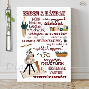Konyhai táblakép: Ebben a házban..., Otthon & Életmód, Dekoráció, Fali és függő dekoráció, Falra akasztható dekor, Fotó, grafika, rajz, illusztráció, MESKA