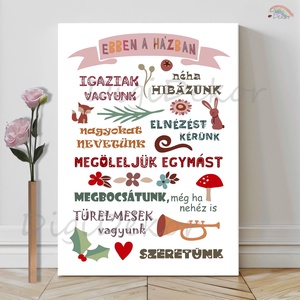 Házirend karácsonyi hangulatban. Táblakép. , Otthon & Életmód, Dekoráció, Fali és függő dekoráció, Falra akasztható dekor, Fotó, grafika, rajz, illusztráció, MESKA