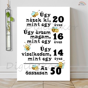 Vicces születésnapi tábla méhecskékkel., Otthon & Életmód, Dekoráció, Kép & Falikép, Táblakép, Fotó, grafika, rajz, illusztráció, MESKA