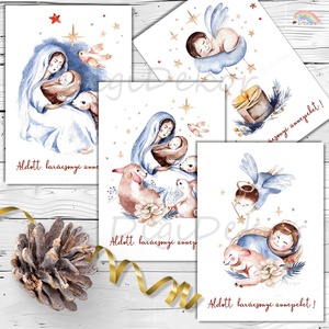 Jézus születése. 4 db karácsonyi képeslap. - Meska.hu