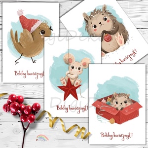 Karácsonyi képeslapok gyerekeknek. 4 db-os csomag., Karácsony, Karácsonyi ajándékozás, Karácsonyi képeslap, üdvözlőlap, ajándékkísérő, Fotó, grafika, rajz, illusztráció, Papírművészet, MESKA