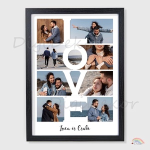 Fotómontázs LOVE felirattal. Fotós ajándék szerelmeseknek. Keretezett falikép vagy táblakép., Otthon & Életmód, Dekoráció, Kép & Falikép, Táblakép, Fotó, grafika, rajz, illusztráció, MESKA
