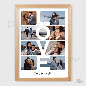 Szerelmes ajándék fotókkal, LOVE felirattal. Egyedi nászajándék, Valentin-napi ajándék. - otthon & életmód - dekoráció - kép & falikép - táblakép - Meska.hu
