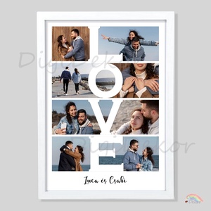 Szerelmes ajándék fotókkal, LOVE felirattal. Egyedi nászajándék, Valentin-napi ajándék., Otthon & Életmód, Dekoráció, Kép & Falikép, Táblakép, Fotó, grafika, rajz, illusztráció, MESKA