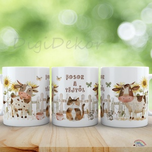 Farmos hangulatú bögre Fosok a tejtől felirattal. Ajándék laktózérzékenyeknek, tejallergiásoknak. , Otthon & Életmód, Konyhafelszerelés, tálalás, Tálalás, Bögre & Csésze, Fotó, grafika, rajz, illusztráció, Kerámia, MESKA