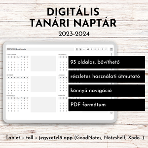 Digitális tanári naptár a 2023-2024-es tanévre, Otthon & Lakás, Papír írószer, Naptár & Tervező, Fotó, grafika, rajz, illusztráció, Meska