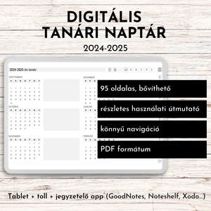 Digitális tanári naptár a 2024-2025-ös tanévre, Otthon & Életmód, Papír, írószer, Naptár & Tervező, Fotó, grafika, rajz, illusztráció, MESKA