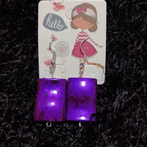 Lila dalmata mintás fülbevaló , Ékszer, Fülbevaló, Lógó fülbevaló, Ékszerkészítés, MESKA