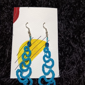 Kék hajócsipke hosszított fülbevaló , Ékszer, Fülbevaló, Lógó fülbevaló, Ékszerkészítés, MESKA