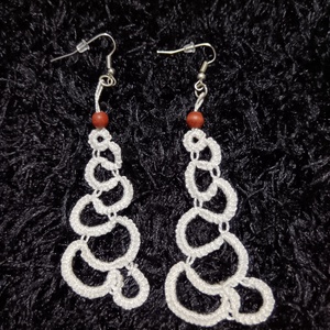 Fehér hajócsipke hosszított fülbevaló , Ékszer, Fülbevaló, Lógó fülbevaló, Ékszerkészítés, MESKA