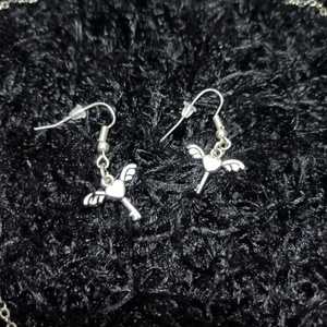 Angyal szárnyas szív kulcs fülbevaló és nyaklánc szett  - ékszer - ékszerszett - Meska.hu