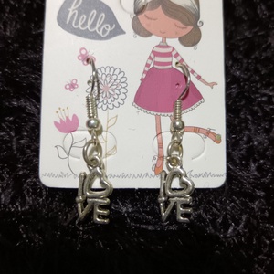 Love feliratos fülbevaló , Ékszer, Fülbevaló, Lógó fülbevaló, Ékszerkészítés, MESKA