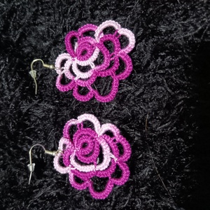 Színátmenetes hajócsipke rózsafülbevaló , Ékszer, Fülbevaló, Lógó fülbevaló, Ékszerkészítés, MESKA