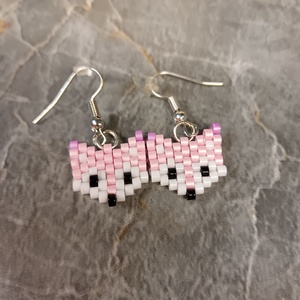 Rózsaszín róka fej gyöngy fülbevaló  - Meska.hu