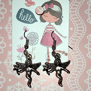 angyal fülbevaló  - ékszer - fülbevaló - lógó fülbevaló - Meska.hu