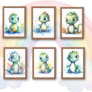 6db-os A/4-esméretű digitális baby dino témájú képsorozat gyermekszobába, Művészet, Grafika & Illusztráció, Digitális, Mindenmás, MESKA
