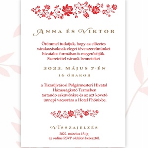 Digitális esküvői meghívó fényképpel és magyaros motívummal - művészet - grafika & illusztráció - digitális - Meska.hu
