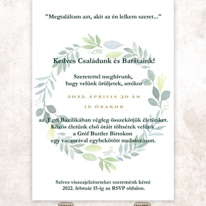 Digitális esküvői meghívó greenery stílusban fényképpel - művészet - grafika & illusztráció - digitális - Meska.hu