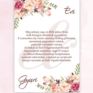 Digitális esküvői meghívó watercolor virág motívummal - művészet - grafika & illusztráció - digitális - Meska.hu