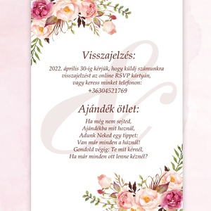 Digitális esküvői meghívó watercolor virág motívummal - művészet - grafika & illusztráció - digitális - Meska.hu