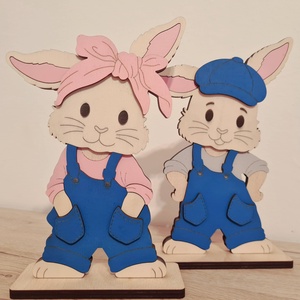 Húsvéti nyuszisrác, Ünnepi díszek, dekorációk, Húsvéti asztaldíszek, Húsvéti díszek és dekorációk, Famegmunkálás, Festett tárgyak, MESKA