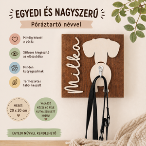 Kutyás póráztartó névvel - otthon & életmód - dekoráció - fali és függő dekoráció - falra akasztható dekor - Meska.hu