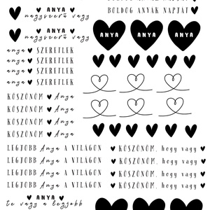 Anyák napi feliratgyűjtemény fekete-fehér� nyomtatható PDF A4 (matrica, waterslide, dekor) - művészet - grafika & illusztráció - digitális - Meska.hu
