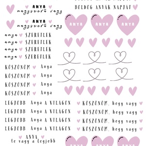 Anyák napi feliratgyűjtemény rózsaszín� fekete nyomtatható PDF A4 (matrica, waterslide, dekor) - művészet - grafika & illusztráció - digitális - Meska.hu